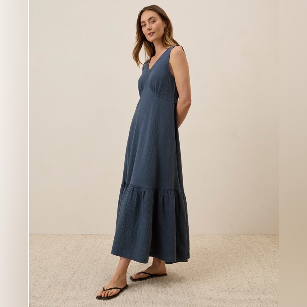 Pact Organic Coastal Double Gauze Beach to Brunch Dress Size Large